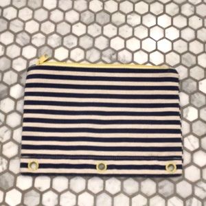 Striped blue and yellow pencil case with binder rings